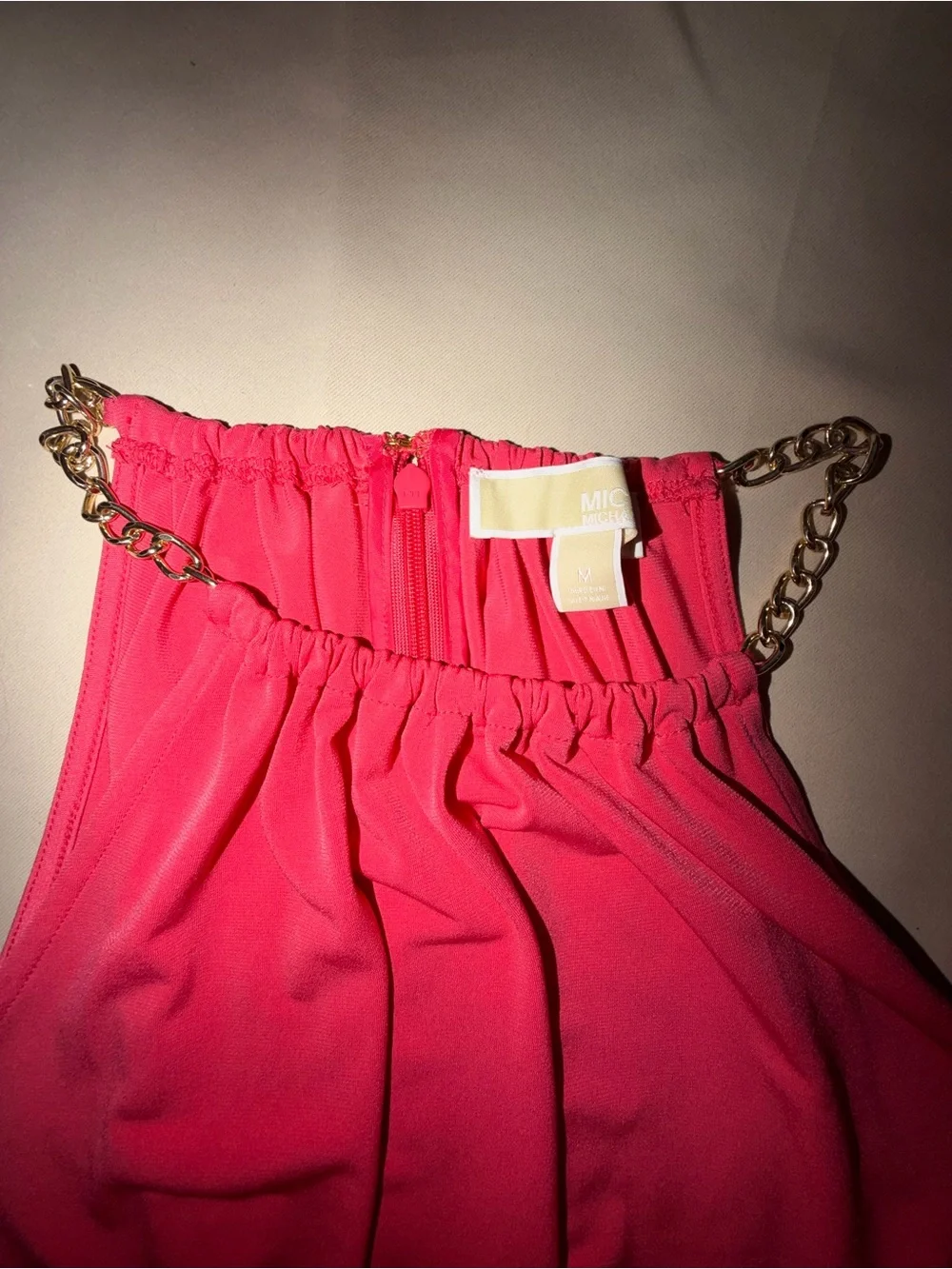Michael Kors Hot Pink Halter Tank with Gold Chain